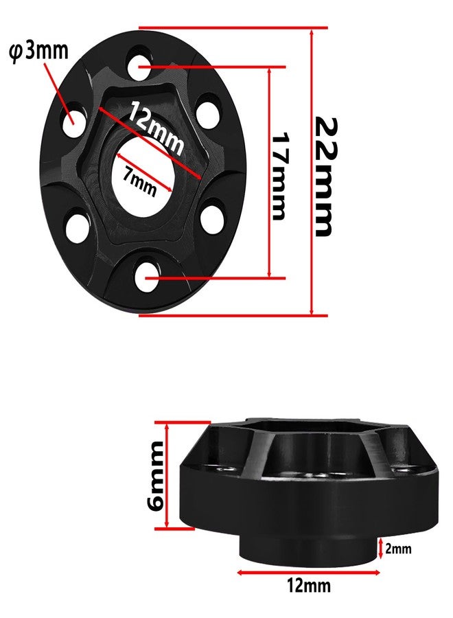 DJX 4pcs RC Accessories Aluminum 12mm Wheel Hex Hub Adapter Wheel Extension for 1/10 RC Crawler 1.9inch or 2.2inch Wheel RimAxial Scx10 Trx4 Wraith Gen7 Gen8 D90 CC01 1/10 RC Crawler (Black 6mm) - Image 2